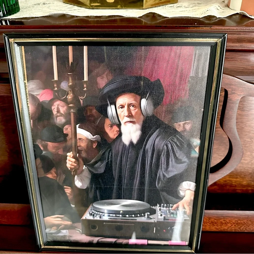 Renaissance DJ Gentleman Candelabra Canvas Print Wall Art EDM Techno Dance